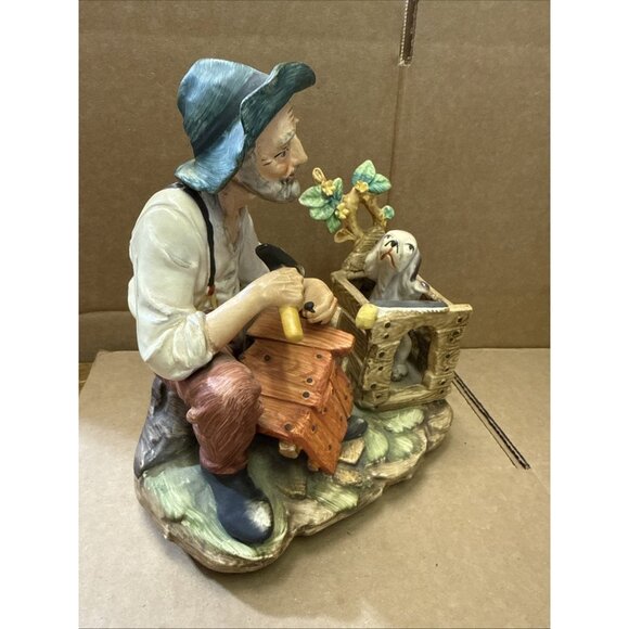 Norleans Japan Bisque Porcelain Man & Dog Figurine Mid-Century 7.5" Collectible - Picture 2 of 9
